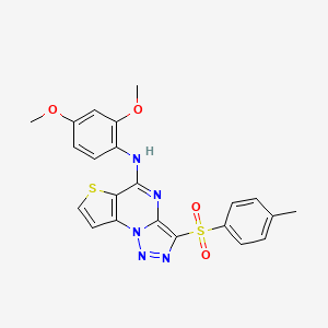molecular formula C22H19N5O4S2 B3015339 N-(2,4-二甲氧基苯基)-3-[(4-甲苯基)磺酰基]噻吩[2,3-e][1,2,3]三唑并[1,5-a]嘧啶-5-胺 CAS No. 892734-38-2