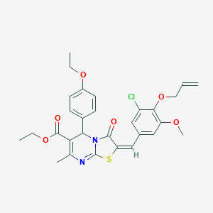 molecular formula C29H29ClN2O6S B301534 ethyl 2-[4-(allyloxy)-3-chloro-5-methoxybenzylidene]-5-(4-ethoxyphenyl)-7-methyl-3-oxo-2,3-dihydro-5H-[1,3]thiazolo[3,2-a]pyrimidine-6-carboxylate 