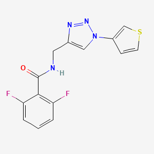 molecular formula C14H10F2N4OS B3015342 2,6-difluoro-N-((1-(thiophen-3-yl)-1H-1,2,3-triazol-4-yl)methyl)benzamide CAS No. 2034386-06-4