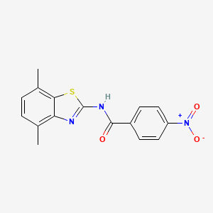 molecular formula C16H13N3O3S B3015357 N-(4,7-二甲基-1,3-苯并噻唑-2-基)-4-硝基苯甲酰胺 CAS No. 842114-74-3