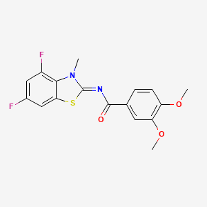 molecular formula C17H14F2N2O3S B3015359 N-(4,6-difluoro-3-methyl-1,3-benzothiazol-2-ylidene)-3,4-dimethoxybenzamide CAS No. 868371-45-3