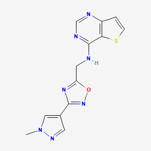molecular formula C13H11N7OS B3015365 N-((3-(1-methyl-1H-pyrazol-4-yl)-1,2,4-oxadiazol-5-yl)methyl)thieno[3,2-d]pyrimidin-4-amine CAS No. 2034225-63-1