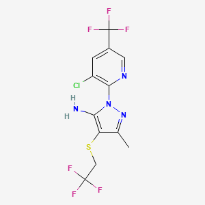 2-[3-Chloro-5-(trifluoromethyl)pyridin-2-yl]-5-methyl-4-(2,2,2-trifluoroethylsulfanyl)pyrazol-3-amine