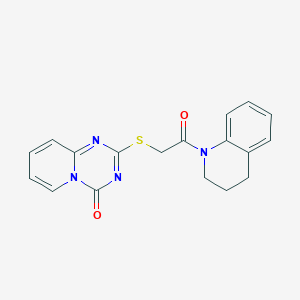 molecular formula C18H16N4O2S B3015369 2-[2-(3,4-dihydro-2H-quinolin-1-yl)-2-oxoethyl]sulfanylpyrido[1,2-a][1,3,5]triazin-4-one CAS No. 896325-38-5