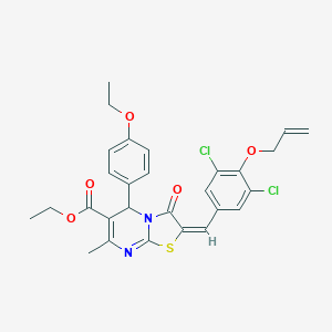 molecular formula C28H26Cl2N2O5S B301537 ethyl 2-[4-(allyloxy)-3,5-dichlorobenzylidene]-5-(4-ethoxyphenyl)-7-methyl-3-oxo-2,3-dihydro-5H-[1,3]thiazolo[3,2-a]pyrimidine-6-carboxylate 