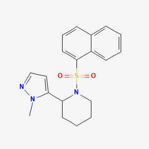 molecular formula C19H21N3O2S B3015370 2-(2-Methylpyrazol-3-yl)-1-naphthalen-1-ylsulfonylpiperidine CAS No. 1950103-60-2