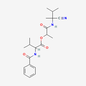 molecular formula C21H29N3O4 B3015376 1-[(1-Cyano-1,2-dimethylpropyl)carbamoyl]ethyl 3-methyl-2-(phenylformamido)butanoate CAS No. 1491161-07-9