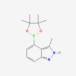 molecular formula C14H19BN2O2 B3015382 3-Methyl-4-(4,4,5,5-tetramethyl-1,3,2-dioxaborolan-2-yl)-1H-indazole CAS No. 2304635-16-1