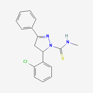 molecular formula C17H16ClN3S B3015389 5-(2-chlorophenyl)-N-methyl-3-phenyl-4,5-dihydro-1H-pyrazole-1-carbothioamide CAS No. 370855-44-0