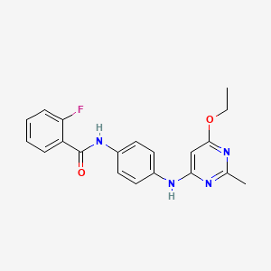 molecular formula C20H19FN4O2 B3015391 N-(4-((6-乙氧基-2-甲基嘧啶-4-基)氨基)苯基)-2-氟苯甲酰胺 CAS No. 946302-94-9