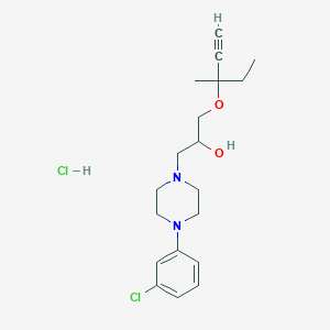 molecular formula C19H28Cl2N2O2 B3015392 1-(4-(3-Chlorophenyl)piperazin-1-yl)-3-((3-methylpent-1-yn-3-yl)oxy)propan-2-ol hydrochloride CAS No. 1189865-25-5