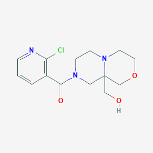 molecular formula C14H18ClN3O3 B3015413 [9a-(Hydroxymethyl)-1,3,4,6,7,9-hexahydropyrazino[2,1-c][1,4]oxazin-8-yl]-(2-chloropyridin-3-yl)methanone CAS No. 2224482-46-4
