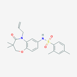 molecular formula C22H26N2O4S B3015423 N-(5-allyl-3,3-dimethyl-4-oxo-2,3,4,5-tetrahydrobenzo[b][1,4]oxazepin-7-yl)-2,4-dimethylbenzenesulfonamide CAS No. 922104-29-8