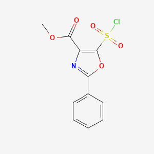 molecular formula C11H8ClNO5S B3015425 Methyl 5-(chlorosulfonyl)-2-phenyl-1,3-oxazole-4-carboxylate CAS No. 1629628-56-3