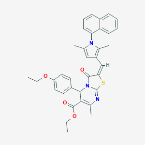 molecular formula C35H33N3O4S B301543 ethyl 2-{[2,5-dimethyl-1-(1-naphthyl)-1H-pyrrol-3-yl]methylene}-5-(4-ethoxyphenyl)-7-methyl-3-oxo-2,3-dihydro-5H-[1,3]thiazolo[3,2-a]pyrimidine-6-carboxylate 