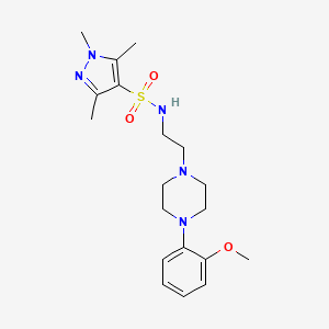 molecular formula C19H29N5O3S B3015437 N-(2-(4-(2-methoxyphenyl)piperazin-1-yl)ethyl)-1,3,5-trimethyl-1H-pyrazole-4-sulfonamide CAS No. 1448132-06-6