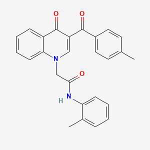 molecular formula C26H22N2O3 B3015447 2-(3-(4-methylbenzoyl)-4-oxoquinolin-1(4H)-yl)-N-(o-tolyl)acetamide CAS No. 898343-91-4