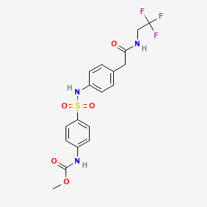 molecular formula C18H18F3N3O5S B3015455 methyl (4-(N-(4-(2-oxo-2-((2,2,2-trifluoroethyl)amino)ethyl)phenyl)sulfamoyl)phenyl)carbamate CAS No. 1448125-45-8