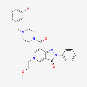 molecular formula C27H28FN5O3 B3015462 7-(4-(3-fluorobenzyl)piperazine-1-carbonyl)-5-(2-methoxyethyl)-2-phenyl-2H-pyrazolo[4,3-c]pyridin-3(5H)-one CAS No. 1021210-43-4