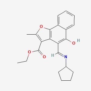 molecular formula C22H23NO4 B3015483 (Z)-ethyl 4-((cyclopentylamino)methylene)-2-methyl-5-oxo-4,5-dihydronaphtho[1,2-b]furan-3-carboxylate CAS No. 637755-88-5