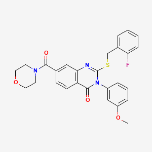 2-((2-fluorobenzyl)thio)-3-(3-methoxyphenyl)-7-(morpholine-4-carbonyl)quinazolin-4(3H)-one