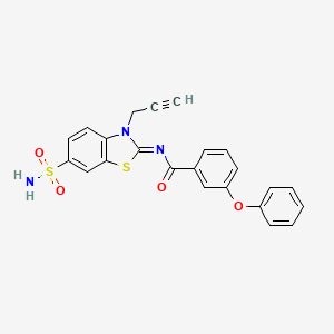 molecular formula C23H17N3O4S2 B3015488 (Z)-3-phenoxy-N-(3-(prop-2-yn-1-yl)-6-sulfamoylbenzo[d]thiazol-2(3H)-ylidene)benzamide CAS No. 865182-49-6