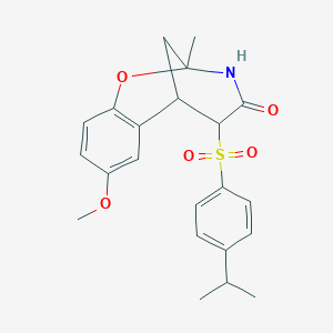 molecular formula C22H25NO5S B3015490 5-((4-isopropylphenyl)sulfonyl)-8-methoxy-2-methyl-5,6-dihydro-2H-2,6-methanobenzo[g][1,3]oxazocin-4(3H)-one CAS No. 1009676-95-2