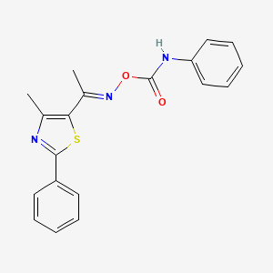 molecular formula C19H17N3O2S B3015491 5-{[(Anilinocarbonyl)oxy]ethanimidoyl}-4-methyl-2-phenyl-1,3-thiazole CAS No. 477858-11-0