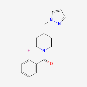molecular formula C16H18FN3O B3015495 (4-((1H-pyrazol-1-yl)methyl)piperidin-1-yl)(2-fluorophenyl)methanone CAS No. 1286710-47-1
