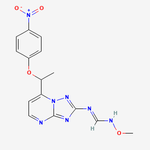 (E)-N'-methoxy-N-{7-[1-(4-nitrophenoxy)ethyl]-[1,2,4]triazolo[1,5-a]pyrimidin-2-yl}methanimidamide