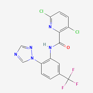 molecular formula C15H8Cl2F3N5O B3015500 3,6-dichloro-N-[2-(1,2,4-triazol-1-yl)-5-(trifluoromethyl)phenyl]pyridine-2-carboxamide CAS No. 931667-39-9