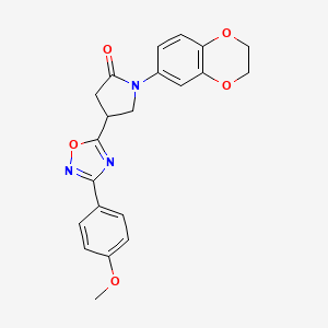 molecular formula C21H19N3O5 B3015532 1-(2,3-Dihydro-1,4-benzodioxin-6-yl)-4-[3-(4-methoxyphenyl)-1,2,4-oxadiazol-5-yl]pyrrolidin-2-one CAS No. 941919-79-5