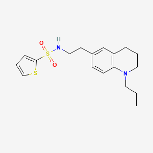 molecular formula C18H24N2O2S2 B3015541 N-(2-(1-propyl-1,2,3,4-tetrahydroquinolin-6-yl)ethyl)thiophene-2-sulfonamide CAS No. 955777-13-6