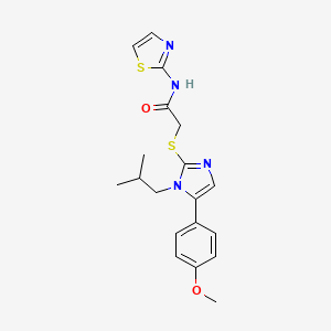 molecular formula C19H22N4O2S2 B3015547 2-((1-异丁基-5-(4-甲氧基苯基)-1H-咪唑-2-基)硫代)-N-(噻唑-2-基)乙酰胺 CAS No. 1206992-27-9