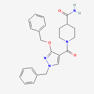 molecular formula C24H26N4O3 B3015548 1-(1-benzyl-3-(benzyloxy)-1H-pyrazole-4-carbonyl)piperidine-4-carboxamide CAS No. 1014066-96-6