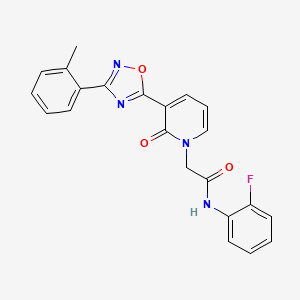 molecular formula C22H17FN4O3 B3015549 N-(2-氟苯基)-2-(2-氧代-3-(3-(邻甲苯基)-1,2,4-恶二唑-5-基)吡啶-1(2H)-基)乙酰胺 CAS No. 1251598-55-6