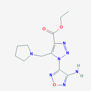 molecular formula C12H17N7O3 B3015550 Ethyl 1-(4-amino-1,2,5-oxadiazol-3-yl)-5-(1-pyrrolidinylmethyl)-1H-1,2,3-triazole-4-carboxylate CAS No. 311314-88-2