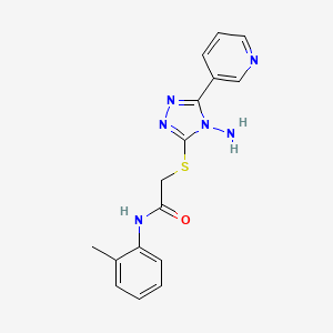 molecular formula C16H16N6OS B3015561 2-[(4-amino-5-pyridin-3-yl-1,2,4-triazol-3-yl)sulfanyl]-N-(2-methylphenyl)acetamide CAS No. 901147-84-0