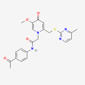 molecular formula C22H22N4O4S B3015566 N-(4-acetylphenyl)-2-(5-methoxy-2-(((4-methylpyrimidin-2-yl)thio)methyl)-4-oxopyridin-1(4H)-yl)acetamide CAS No. 1005292-22-7
