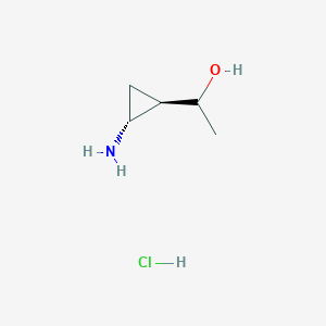 molecular formula C5H12ClNO B3015567 1-[(1R,2R)-2-Aminocyclopropyl]ethanol;hydrochloride CAS No. 2378496-93-4