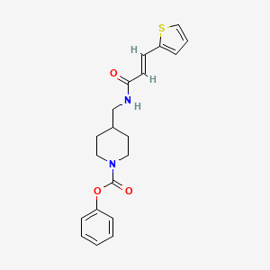 molecular formula C20H22N2O3S B3015569 (E)-phenyl 4-((3-(thiophen-2-yl)acrylamido)methyl)piperidine-1-carboxylate CAS No. 1235674-86-8