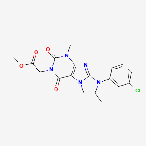 molecular formula C18H16ClN5O4 B3015570 Methyl 2-[6-(3-chlorophenyl)-4,7-dimethyl-1,3-dioxopurino[7,8-a]imidazol-2-yl]acetate CAS No. 887467-23-4