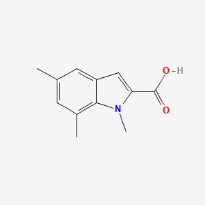 molecular formula C12H13NO2 B3015572 1,5,7-三甲基-1H-吲哚-2-羧酸 CAS No. 917748-96-0
