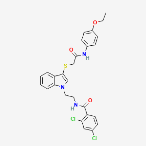 molecular formula C27H25Cl2N3O3S B3015578 2,4-dichloro-N-(2-(3-((2-((4-ethoxyphenyl)amino)-2-oxoethyl)thio)-1H-indol-1-yl)ethyl)benzamide CAS No. 532975-48-7