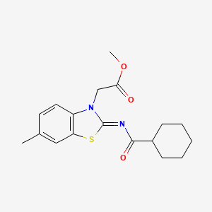 (Z)-methyl 2-(2-((cyclohexanecarbonyl)imino)-6-methylbenzo[d]thiazol-3(2H)-yl)acetate