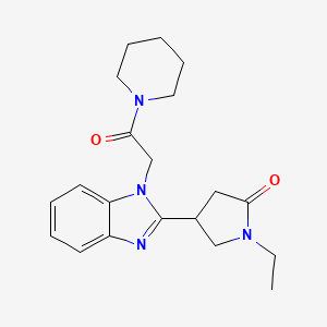 molecular formula C20H26N4O2 B3015588 1-ethyl-4-{1-[2-oxo-2-(piperidin-1-yl)ethyl]-1H-benzimidazol-2-yl}pyrrolidin-2-one CAS No. 915189-59-2