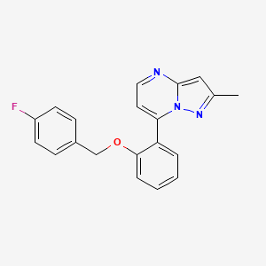 molecular formula C20H16FN3O B3015598 4-Fluorobenzyl 2-(2-methylpyrazolo[1,5-A]pyrimidin-7-YL)phenyl ether CAS No. 551931-26-1