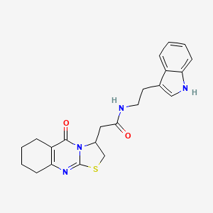 molecular formula C22H24N4O2S B3015603 N-(2-(1H-indol-3-yl)ethyl)-2-(5-oxo-3,5,6,7,8,9-hexahydro-2H-thiazolo[2,3-b]quinazolin-3-yl)acetamide CAS No. 1021060-19-4
