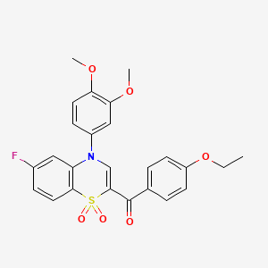 molecular formula C25H22FNO6S B3015614 [4-(3,4-dimethoxyphenyl)-6-fluoro-1,1-dioxido-4H-1,4-benzothiazin-2-yl](4-ethoxyphenyl)methanone CAS No. 1114658-02-4