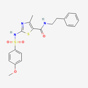 molecular formula C20H21N3O4S2 B3015615 2-(4-甲氧基苯磺酰胺基)-4-甲基-N-苯乙基噻唑-5-甲酰胺 CAS No. 942004-24-2